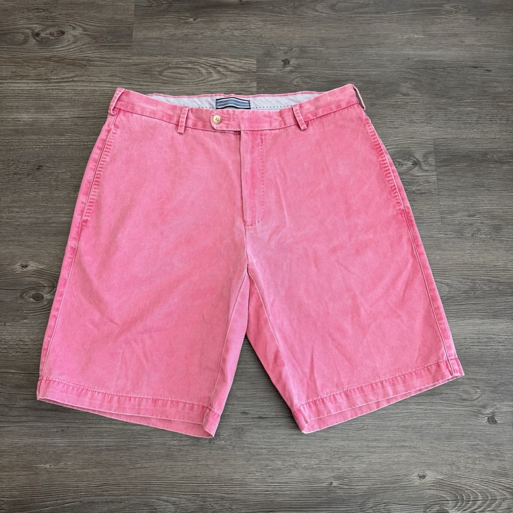 Peter Millar Men's Pink Pima Cotton Golf Chino Shorts Size 32 Flat Front Casual